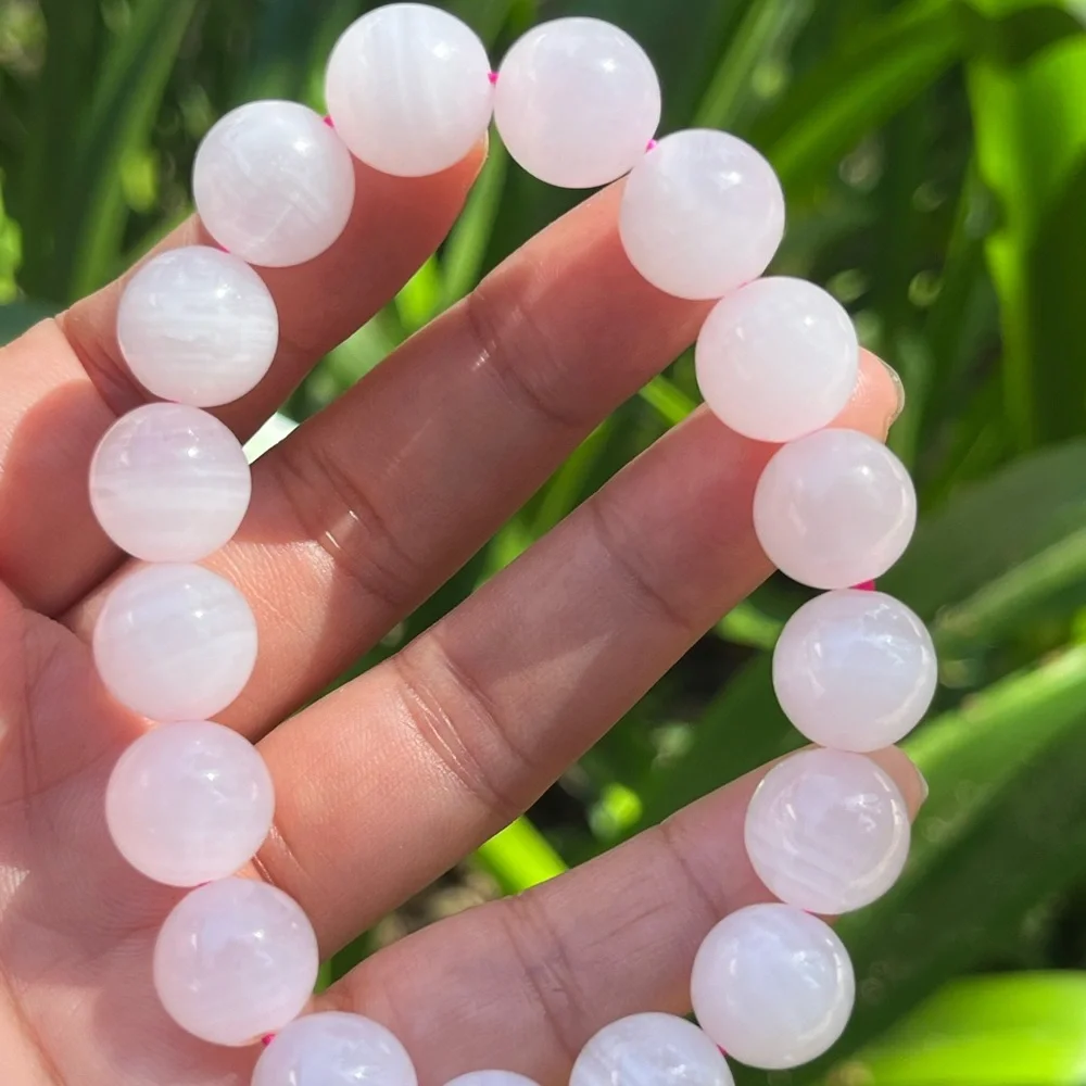 13mm Pink‎ calcite stretchable bracelet
